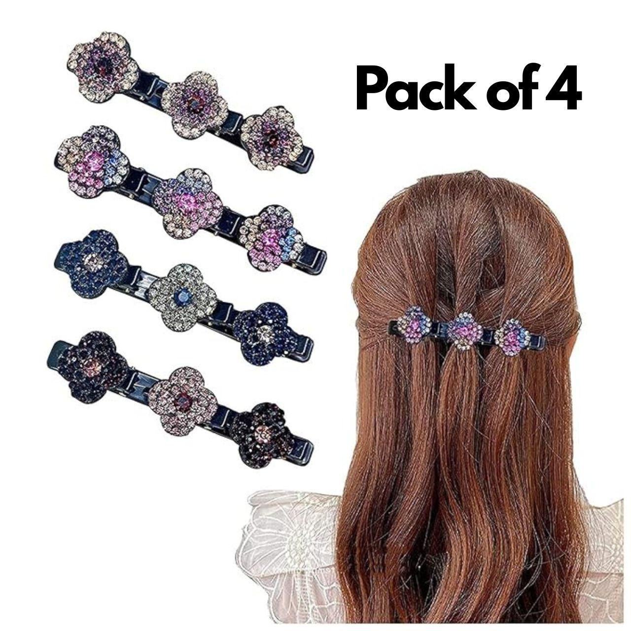 🔥LAST DAY 47% OFF 🔥🔥Sparkling Crystal Stone Braided Hair Clipss Pack of 4