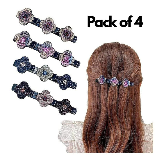 🔥LAST DAY 47% OFF 🔥🔥Sparkling Crystal Stone Braided Hair Clipss Pack of 4